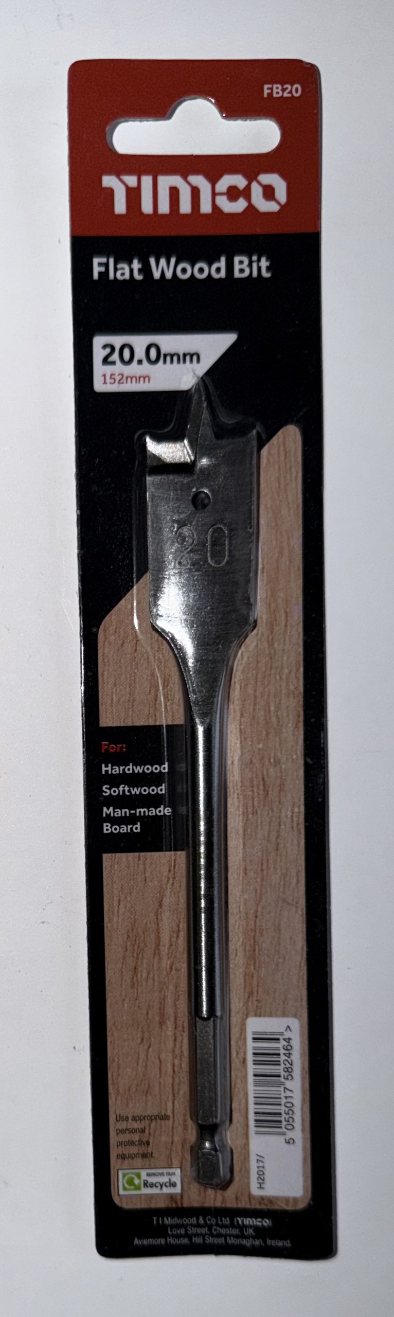 Flat Wood Drill Bit 20.00 x 152